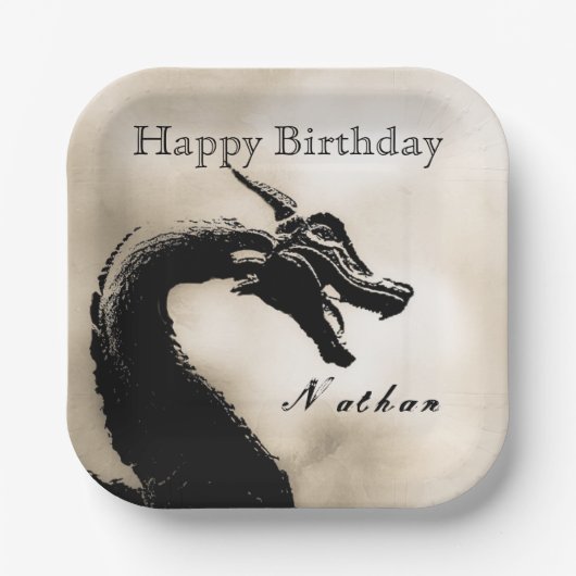 Mythischer Drache Geburtstag Pappteller (Vorderseite)