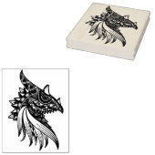 Mythischer Drache Mandala - Fantasy Horned Head Ru Gummistempel (Stempel)