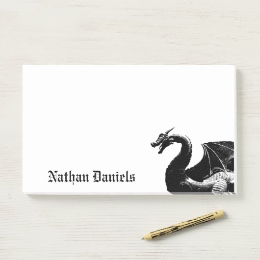 Mythischer Drache Personalisiert Post-it Klebezettel (Auf Schreibtisch)