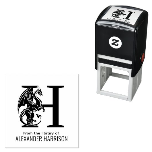 Mythischer Drache über Single Fett Anfangsnamenbuc Permastempel (Beispiel)