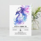 Mythischer Drache zum Geburtstag bezaubern Einladung (Stehend Vorderseite)