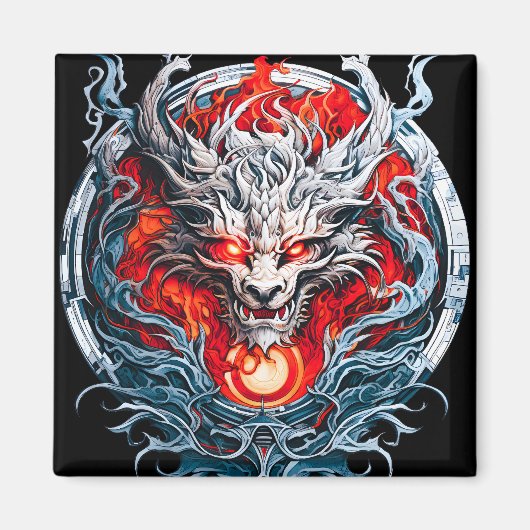 Mythischer Drachenkopf Magnet (Vorne)