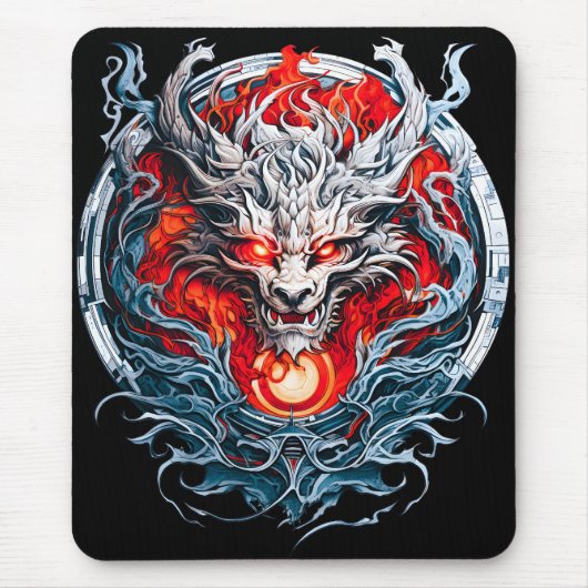 Mythischer Drachenkopf Mousepad (Vorne)