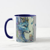 Mythischer Fuchs, Blume. Bearbeitbarer Name Tasse (Links)