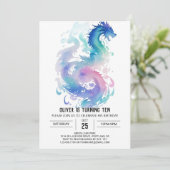 Mythischer Geburtstag des mittelalterlichen Drache Einladung (Stehend Vorderseite)