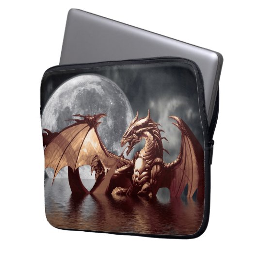 Mythischer Laptop-Sieb von Dragon & Moon Fantasy Laptopschutzhülle (Vorderseite Links)