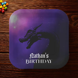 Mythischer Lila Drache Geburtstag Pappteller