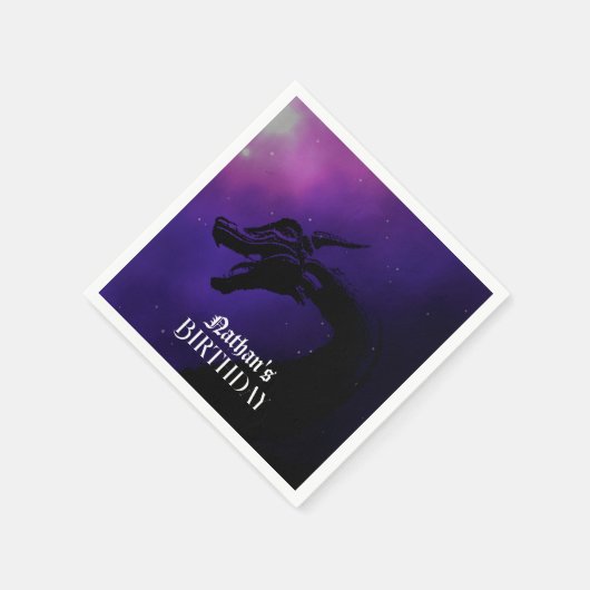 Mythischer Lila Drache Geburtstag Serviette (Ecke)