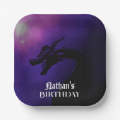 Mythischer Lila-Drachen-Geburtstag Pappteller (Vorderseite)