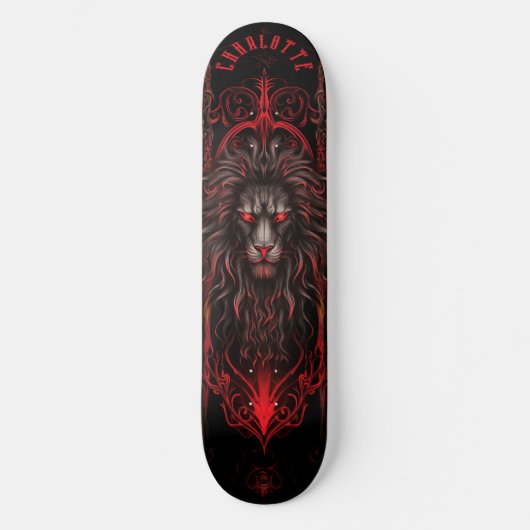 Mythischer Löwe mit Stammesmustern Dark Fantasy Skateboard (Vorderseite)