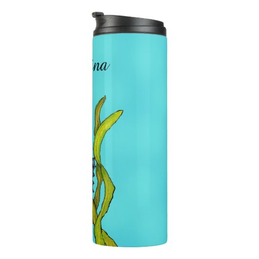 Mythischer Meeresdrache in Seetang Aqua Blau Thermosbecher (Nach rechts gedreht)