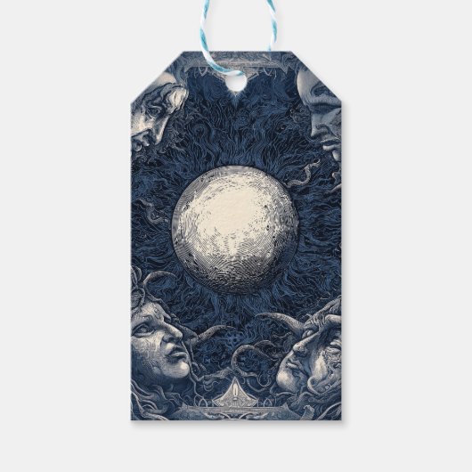 Mythischer Mond umgeben von vier Seiten Geschenkanhänger (Vorderseite)
