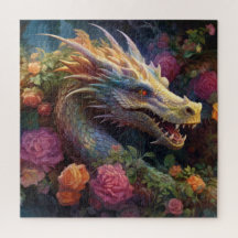 Mythischer Mystischer Drache Floral Garten Puzzle