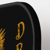 Mythischer Schwarzgrauer Golddrache Pickleball Schläger (Linke Seite)