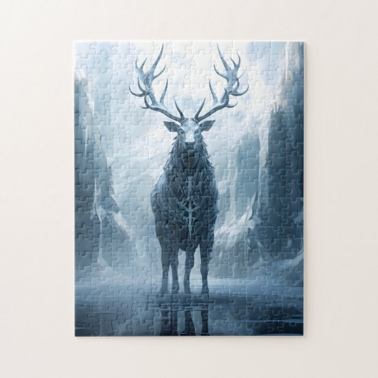 Mythischer Stag im Winter. Puzzle (Vertikal)