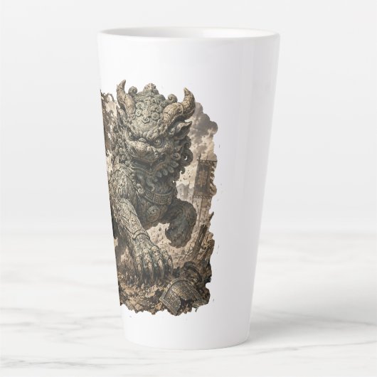 Mythischer Steinwächter Fantasy-Aufkleber Milchtasse (Vorderseite)