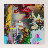 Mythischer und prähistorischer Pegasus, Drache, Di Puzzle (Horizontal)