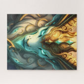 Mythischer Weißer Waldhüter mit goldenen Geweihen Puzzle (Horizontal)