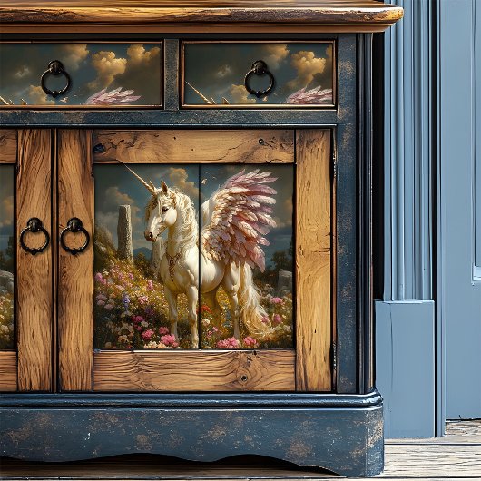 Mythischer Weißpegasus Lila Flügel Stone Circle Seidenpapier