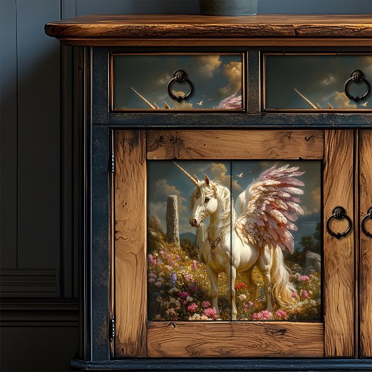 Mythischer Weißpegasus Lila Flügel Stone Circle Seidenpapier