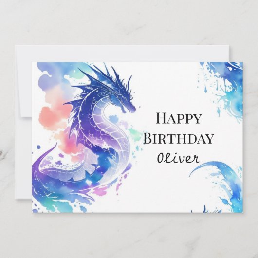 Mythischer Whimsical Dragon zum Geburtstag Karte (Vorderseite)