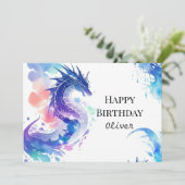 Mythischer Whimsical Dragon zum Geburtstag Karte (Stehend Vorderseite)