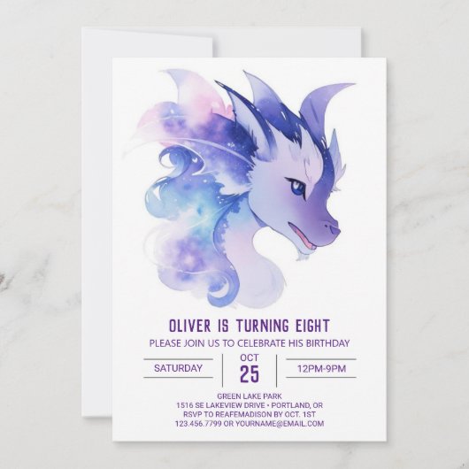 Mythisches Abenteuer enthüllt: Dragon Birthday Einladung (Vorderseite)