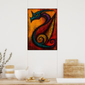 Mythisches Drachen-Poster in Farbflächen-Expressio Poster (Küche)