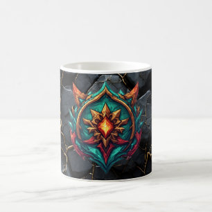 Mythisches Drachenwappen-Gamer-Emblem Kaffeetasse