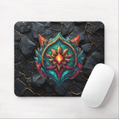 Mythisches Drachenwappen-Gamer-Emblem Mousepad (Mit Mouse)
