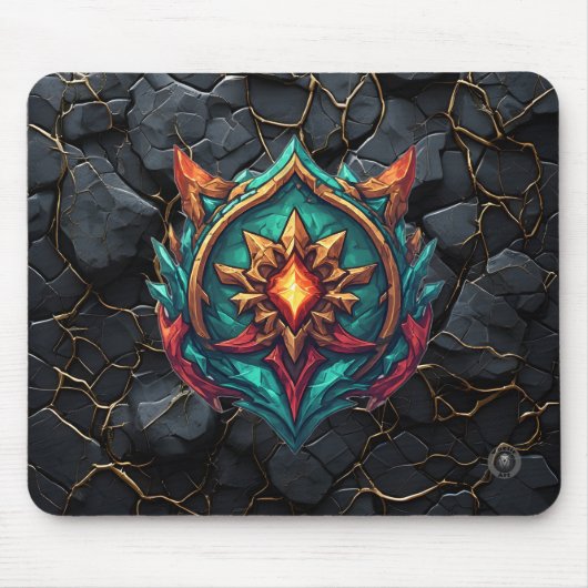 Mythisches Drachenwappen-Gamer-Emblem Mousepad (Vorne)
