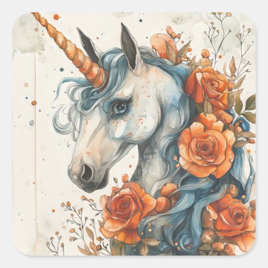 Mythisches Einhorn Quadratischer Aufkleber (Vorderseite)