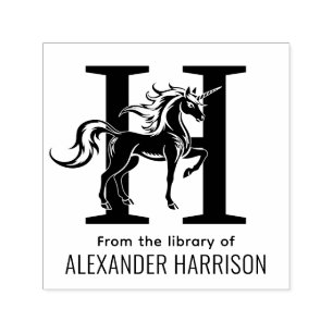 Mythisches Einhorn über einzelner fetter Initiale  Permastempel