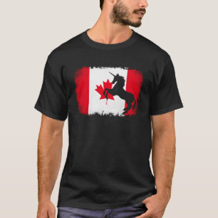 Mythisches Einhorn Vintage Kanada kanadische Flagg T-Shirt