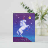 Mythisches Einhorn Vollmond Postkarte (Stehend Vorderseite)