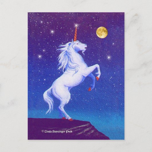 Mythisches Einhorn Vollmond Postkarte (Vorderseite)