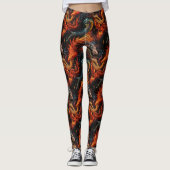 Mythisches Feuerdrachenmuster Leggings (Vorderseite)