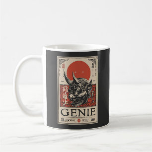 Mythisches Genie mit Hörnern und Crimson Sun Kaffeetasse