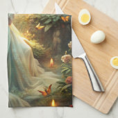 Mythisches Mädchen im Wald Geschirrtuch (Viertel Falte)