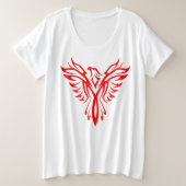 Mythisches Phoenix Bird Rising Logo (Rot) Große Größe T-Shirt (Design vorne)