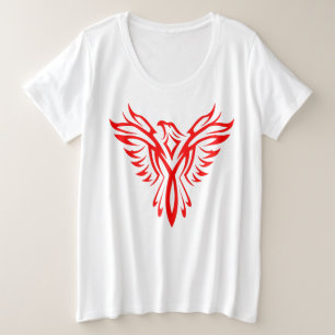 Mythisches Phoenix Bird Rising Logo (Rot) Große Größe T-Shirt