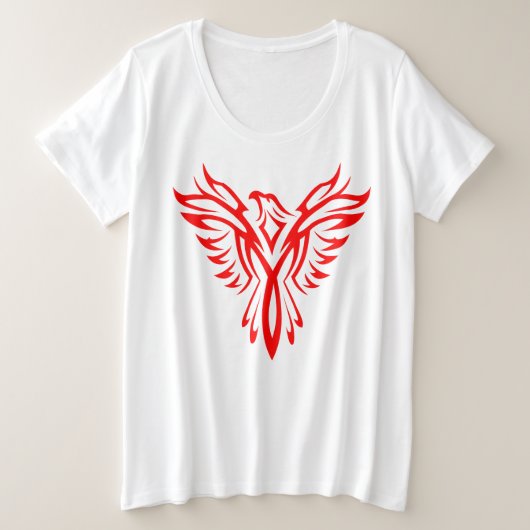 Mythisches Phoenix Bird Rising Logo (Rot) Große Größe T-Shirt (Design vorne)