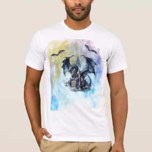 Mythisches Schwarzes Flugdrache-T-Shirt T-Shirt