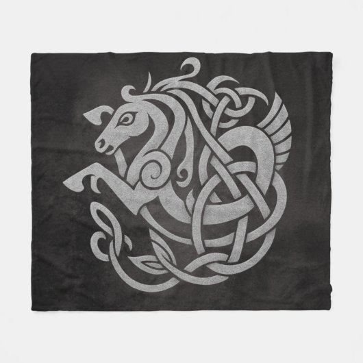 Mythisches Wikingpferd - Symbol der Knüpfarbeit No Fleecedecke (Vorderseite (Horizontal))