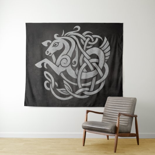 Mythisches Wikingpferd - Symbol der Knüpfarbeit No Wandteppich (Beispiel (Horizontal))