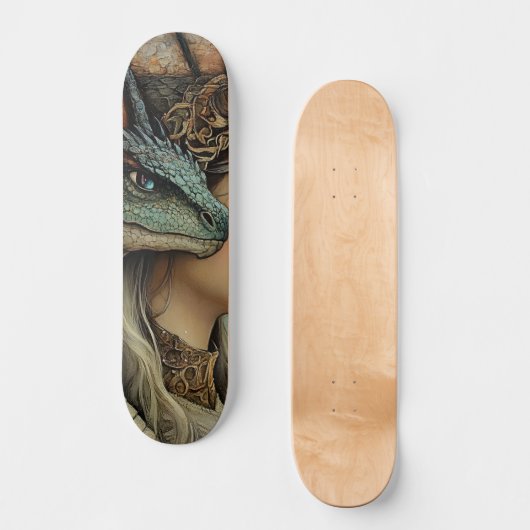 Mythological Dragon Nymph Girly Skate Deck Skateboard (Vorderseite)