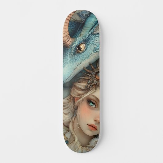 Mythological Dragon & Nymph Girly Skate Deck Skateboard (Vorderseite)