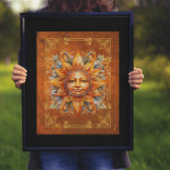 Mythological Sun Face Deity Digital Art Poster