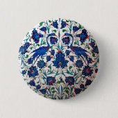 Mythologische Reiher-Vogel-Entwurfs-Fliesen-Kunst Button (Vorderseite)