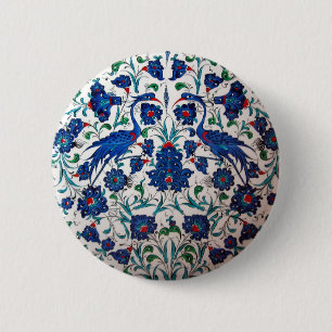 Mythologische Reiher-Vogel-Entwurfs-Fliesen-Kunst Button